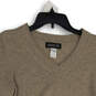 Womens Beige Knitted V-Neck Long Sleeve Pullover Sweater Size Medium image number 3