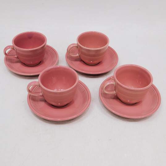 Vintage Fiestaware Rose Pink Teacup & Saucer Lot image number 1
