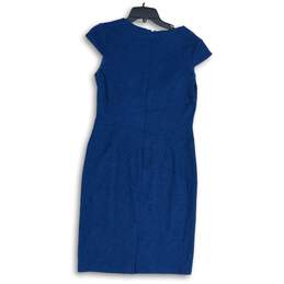 Adrianna Papell Womens Blue Cap Sleeve Back-Zip Bodycon Dress Size 10