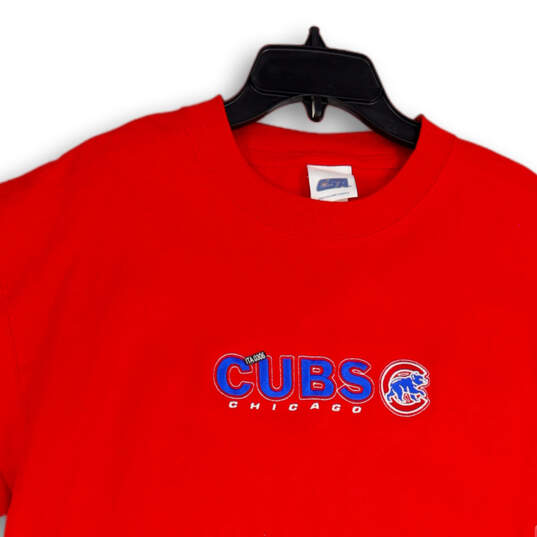Mens Red Chicago Cubs Crew Neck Short Sleeve Pullover T-Shirt Size L image number 3