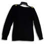 Womens Black Crew Neck Cable-Knit Long Sleeve Pullover Sweater Size Medium image number 1