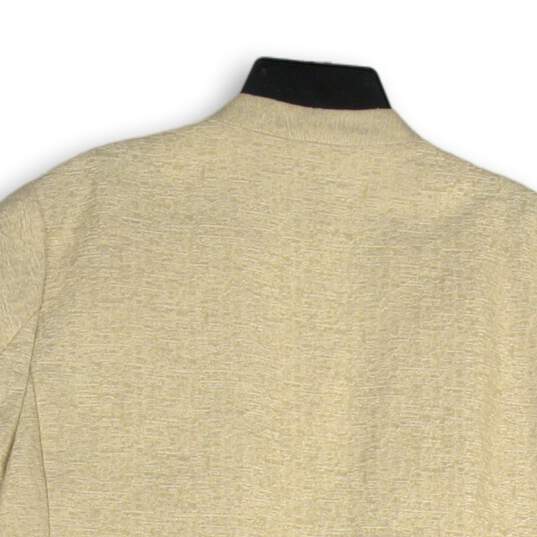 Ann Taylor Womens Beige Shimmer Short Sleeve Open Front Jacket Size Large image number 4