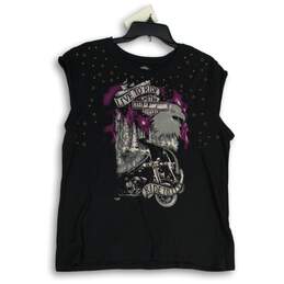 Harley-Davidson Womens Black Purple Graphic Print Pullover T-Shirt Size XL