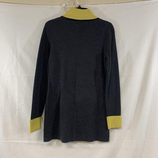 Women's Charcoal/Yellow Cynthia Rowley Cowl Neck Sweater, Sz. S image number 2