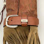 Womens Brown Leather Adjustable Buckle Cowboy Western Boot Shoulder Bag image number 3