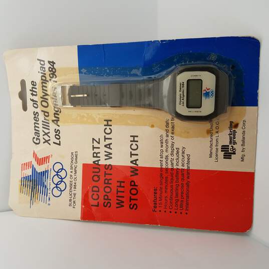 1984 Los Angeles Olympics Vintage LCD Quartz Sportswatch W/Timer Watch - In Original Packaging image number 1