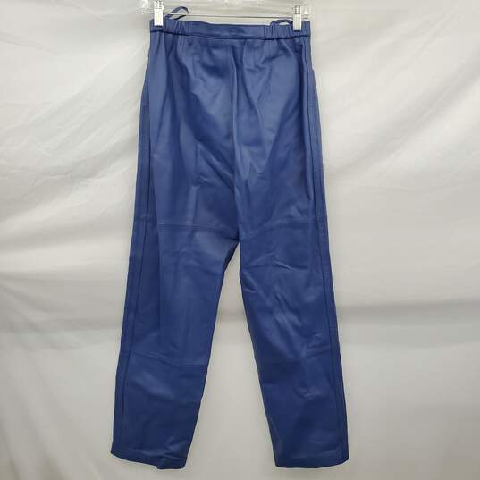 Pamela McCoy Collections Blue Genuine Leather Pants NWT Size S image number 2