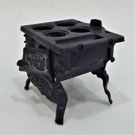 VNTG Price Import Cast Iron Wheelbarrow Planters & Ornament Mini Stove Oven IOB image number 5