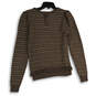 Womens Brown Knitted Long Sleeve Round Neck Pullover Sweater Size Small image number 2