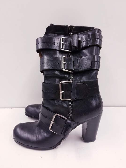 RoseGold Leather Walt Moto Boots Black 6 image number 3