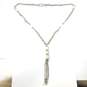 Givenchy Silver Tone Faux Pearl & Crystal Braided Bead 28.5 Chain Necklace Damage  97.6g image number 3