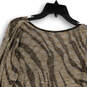 Womens Brown Animal Print Long Sleeve Knitted V-Neck Blouse Top Size XL image number 4