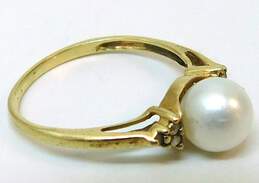 14K Yellow Gold Cultured Pearl & Diamond Accent Ring 1.5g alternative image