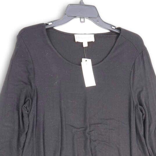 NWT Womens Black Round Neck Long Sleeve Knee Length A-Line Dress Size Large image number 3