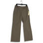 NWT Womens Brown Pinstriped Flat Front Wide Leg Trouser Pants Size 10 image number 1