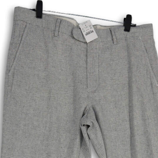 NWT Mens Gray White Striped Slash Pocket Straight Leg Dress Pants Size W36 L30 image number 3