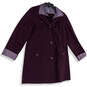 Womens Purple Long Sleeve Hooded Pockets Full-Zip Trench Coat Size Medium image number 1