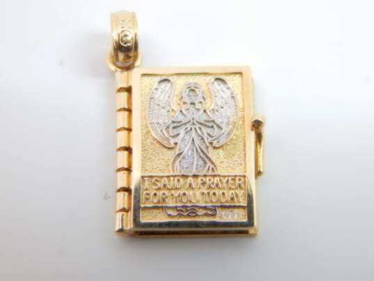 14K Yellow & White Gold Angel Prayer Book Pendant 3.7g image number 1