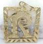 14K Yellow Gold Square Textured Initial R Pedant 3.1g image number 1