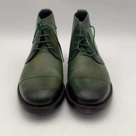 Mens Green Leather Cap Toe Lace-Up Classic Ankle Chukka Boots Size 10.5 image number 2