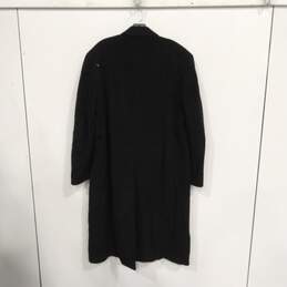 Mens Black Notch Collar Long Sleeve Pockets Button Front Overcoat Size 42 alternative image