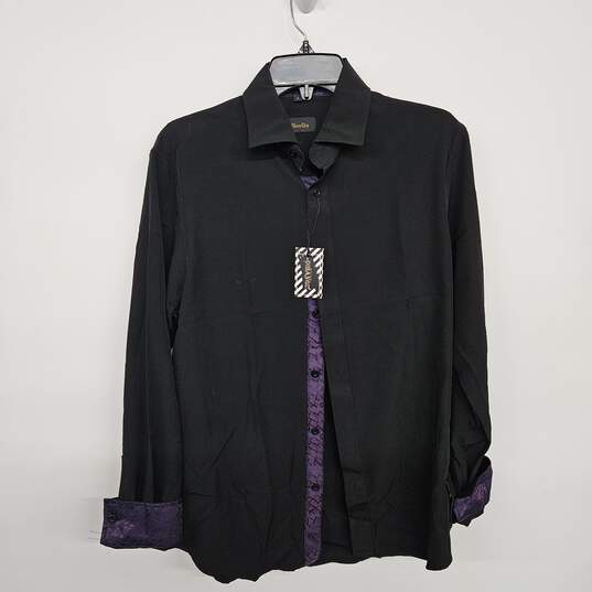 Black Button Up Collared Dress Shirt image number 1