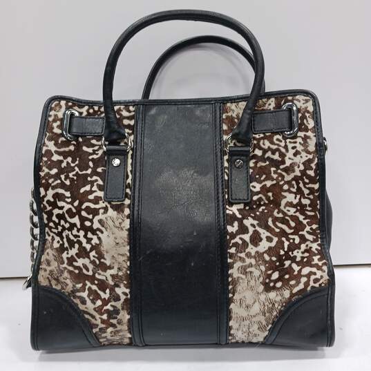 Michael Kors Animal Print Brown Studded Leather Handbag image number 2
