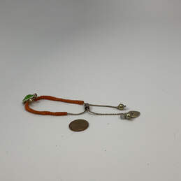 Designer Betsey Johnson Silver-Tone Green Turtle Braided Charm Bracelet