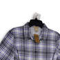NWT Womens Blue White Plaid Long Sleeve Button-Up Shirt Size Large image number 3