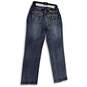 NWT Womens Blue Medium Wash Embroidered Pockets Straight Leg Jeans Size 14 image number 2