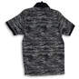 Mens Black White Space Dye Short Sleeve Spread Collar Polo Shirt Size Small image number 2