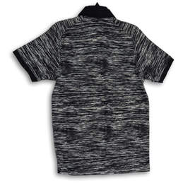 Mens Black White Space Dye Short Sleeve Spread Collar Polo Shirt Size Small alternative image