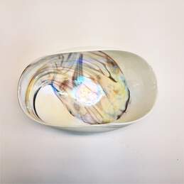 Murano Venezia  Iridescent  Table Top Folded Art Glass Bowl alternative image