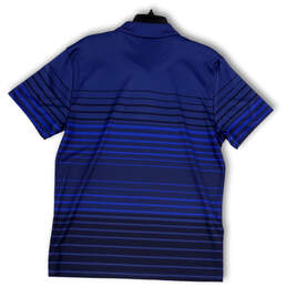 Mens Blue Striped Long Sleeve Stretch Collared Golf Polo Shirt Size XL alternative image
