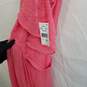Pink sleeveless textured dot long flutter dress 16 image number 3