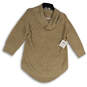NWT Womens Beige Knitted Long Sleeve Cowl Neck Pullover Sweater Size M image number 1