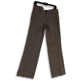 Womens Brown Flat Front Slash Pockets Straight Leg Dress Pants Size 6