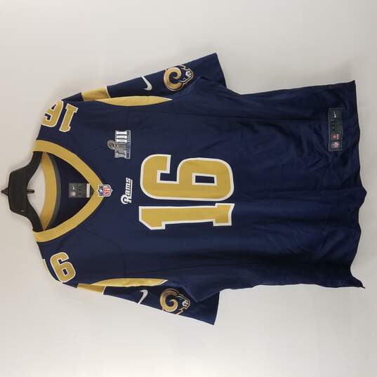 Nike Mens Blue NFL Short Sleeve Athletic Shirt Super Bowl Jersey Rams Goff #16 XXL image number 1