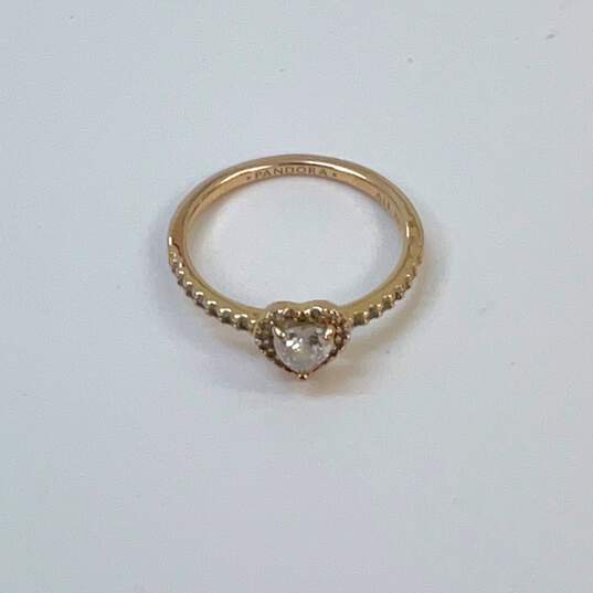 Designer Pandora ALE MET Sterling Silver Sparkling Elevated Heart Band Ring image number 2