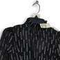 NWT Express Womens Black Silver Metallic Print Smocked Waist Blouse Top Size XS image number 3