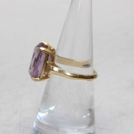 14K Yellow Gold Oval Amethyst Ring Size 5.5 - 4.0g image number 3
