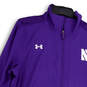 Womens Purple Long Sleeve Mock Neck Pockets Full-Zip Jacket Size Large image number 4