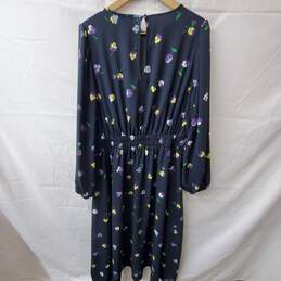 Kate Spade Navy Blue Floral Print Long Sleeve Dress Size XL alternative image