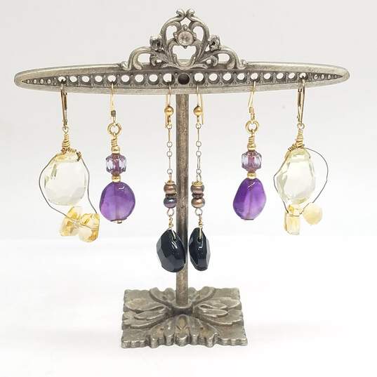 Gold Filled Assorted Gemstone Earring Bundle 3pcs. 16.1g image number 1
