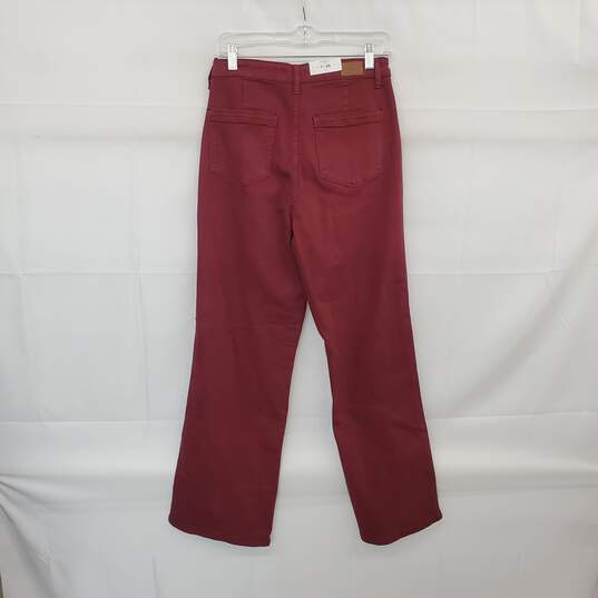 Judy Blue Burgundy Cotton High Rise Flare Jean WM Size 7/28 NWT image number 2