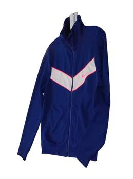 Mens Blue Pockets Long Sleeve Mock Neck Full Zip Athletic Jacket Size Small