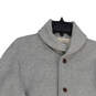 Mens Gray Knitted Shawl Collar Button Front Cardigan Sweater Size Small image number 3