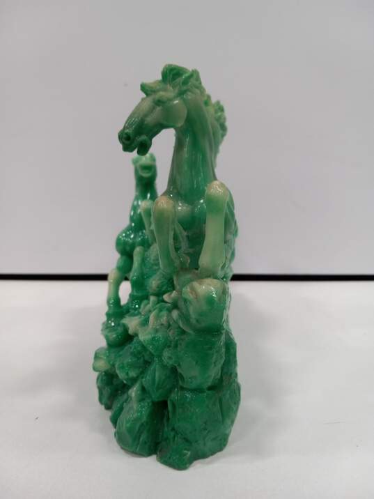 Feng Shui Lucky Green Running Horses Resin Sculpture image number 4