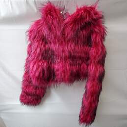 Azalea Wang Pink Faux Fur Cropped Hooded Coat Size S