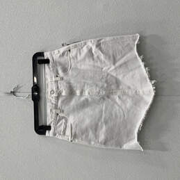 NWT Womens White Denim Light Wash Back Slit Pockets Mini Skirt Size 27